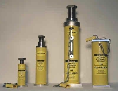 Fixed and adjustable aluminum press safety blocks in a range of sizes
